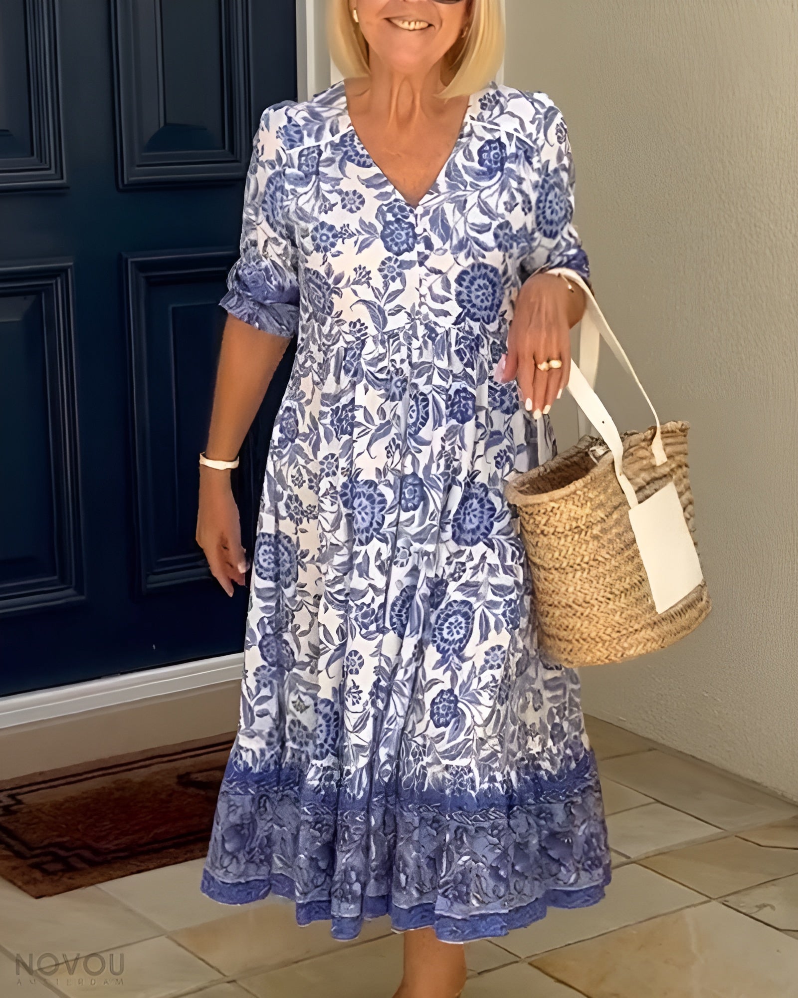 Azariah - Vestido Floral Elegante con Escote en V