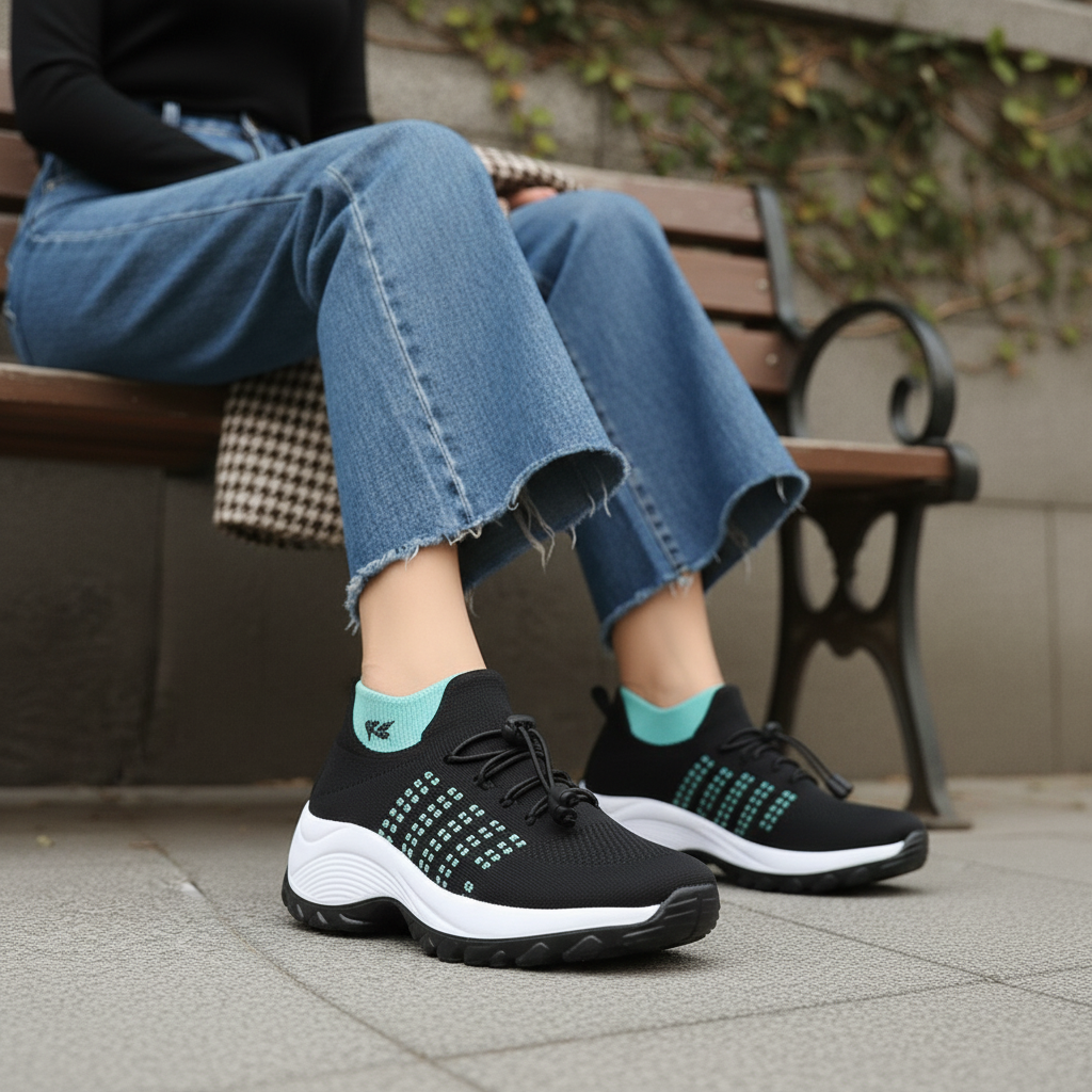 Ambulo Zapatos Ortopédicos de Tejido - Verde Negro